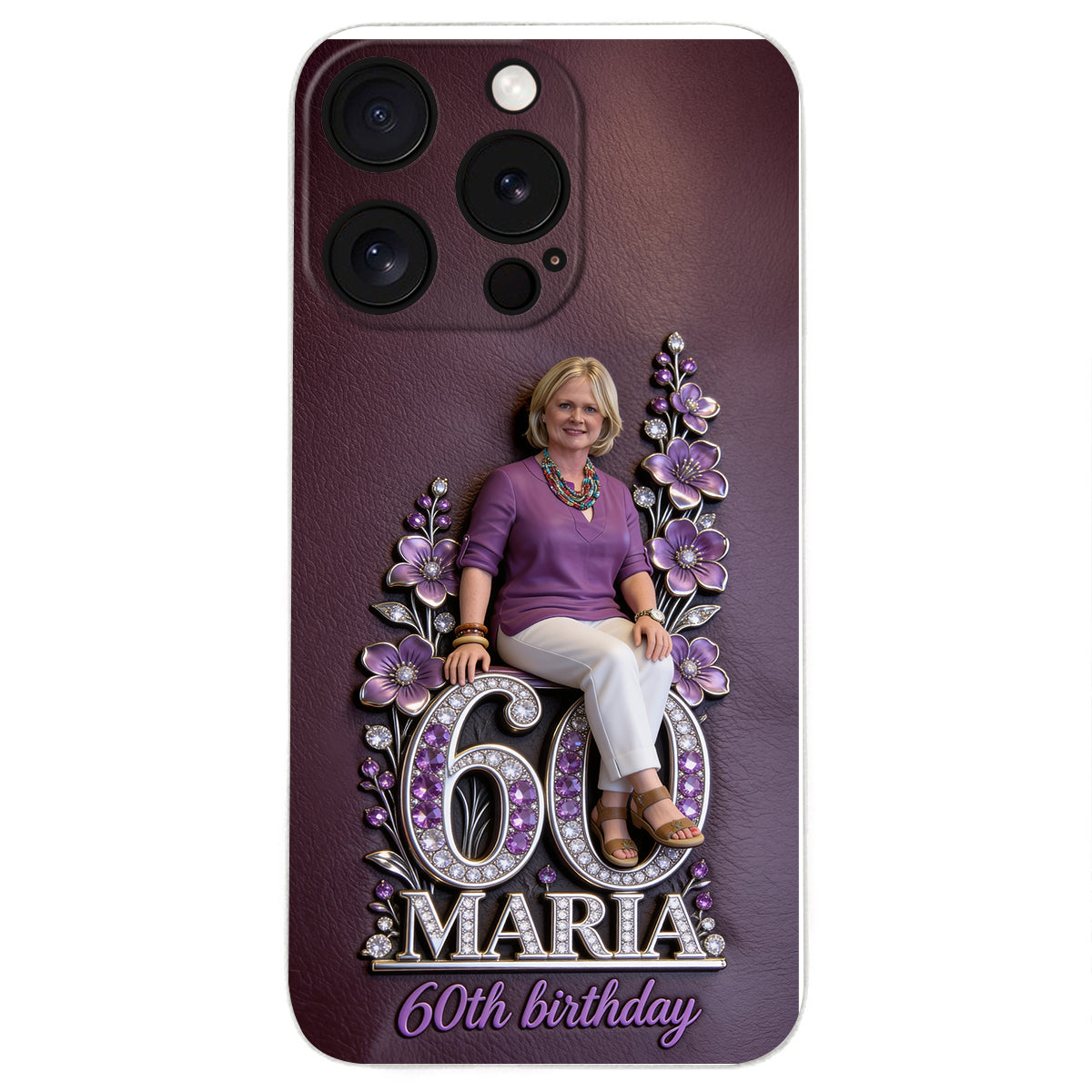 Custom Any Photo Perfect Gift For Mom, Grandma - Personalized Birthday 3D Embossed Leather Phone Case