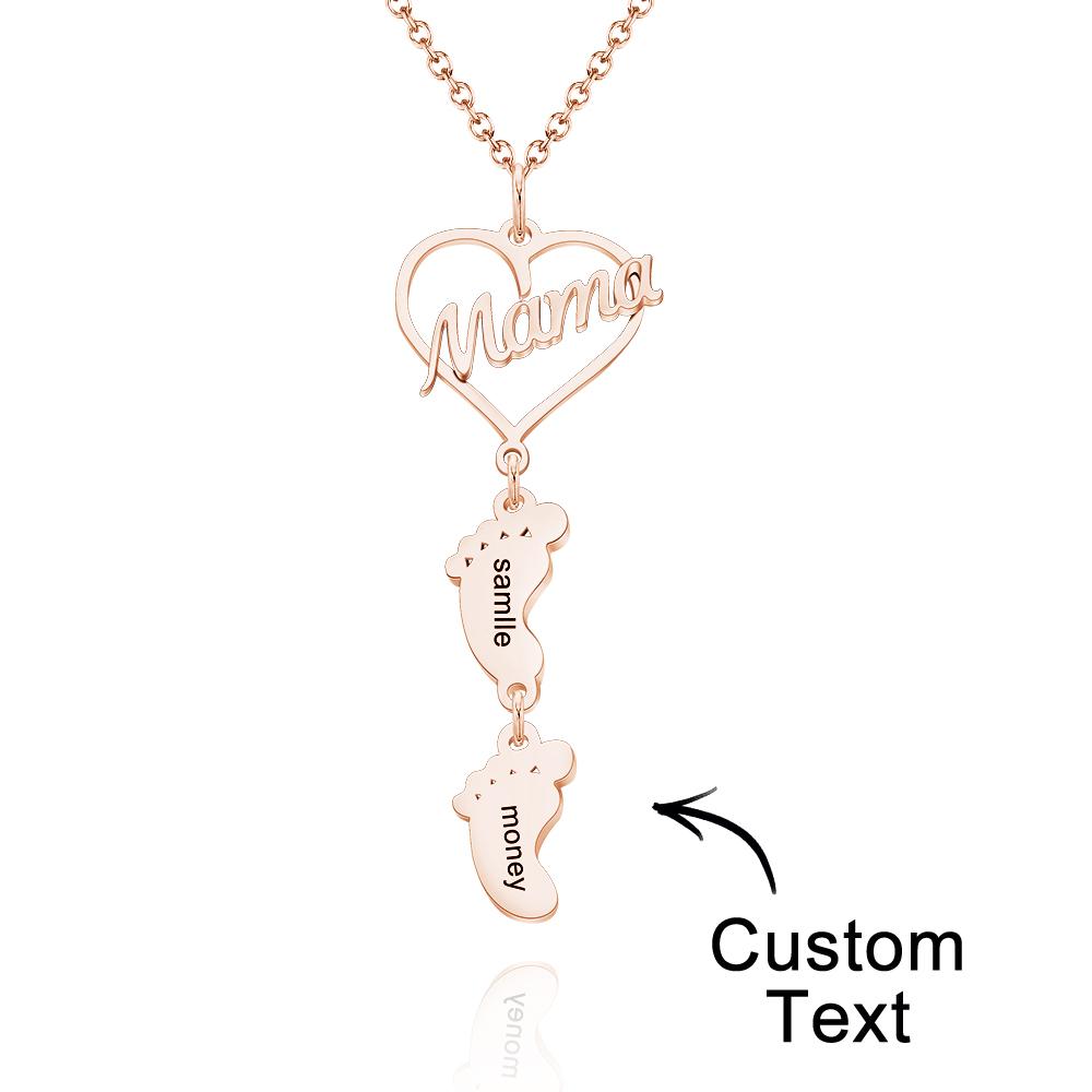 Heart Baby Feet Charm - Personalized Newborn Necklace