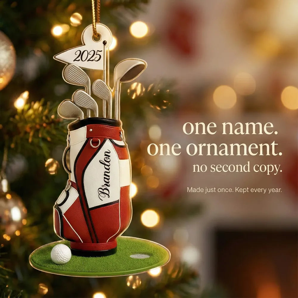 Personalized Acrylic Ornament Golf Bag Design for Christmas Tree Decor, Unique Custom Gift for Golf Lovers