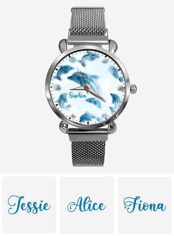 Glassy Dolphin - Personalized Dolphin Women Hand Watch