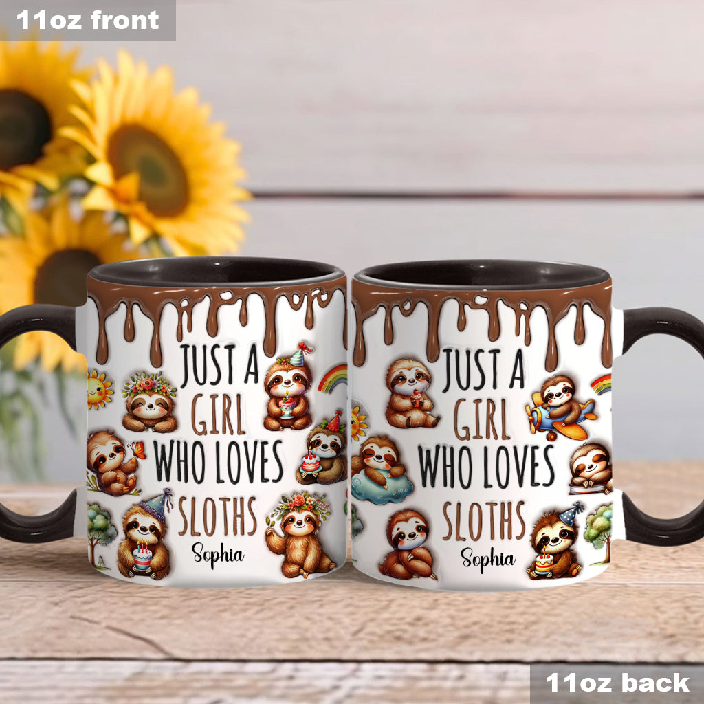 Just A Girl Who Loves Sloths - Personalized Sloth Accent Mug