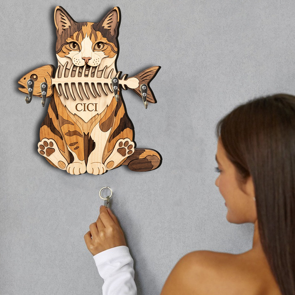 Funny Pet Keyrack - Personalized Cat Custom Shaped Hanging Rack