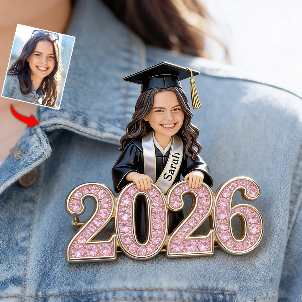 Custom Any Photo Happy Graduation Gift - Personalized Graduation Pin