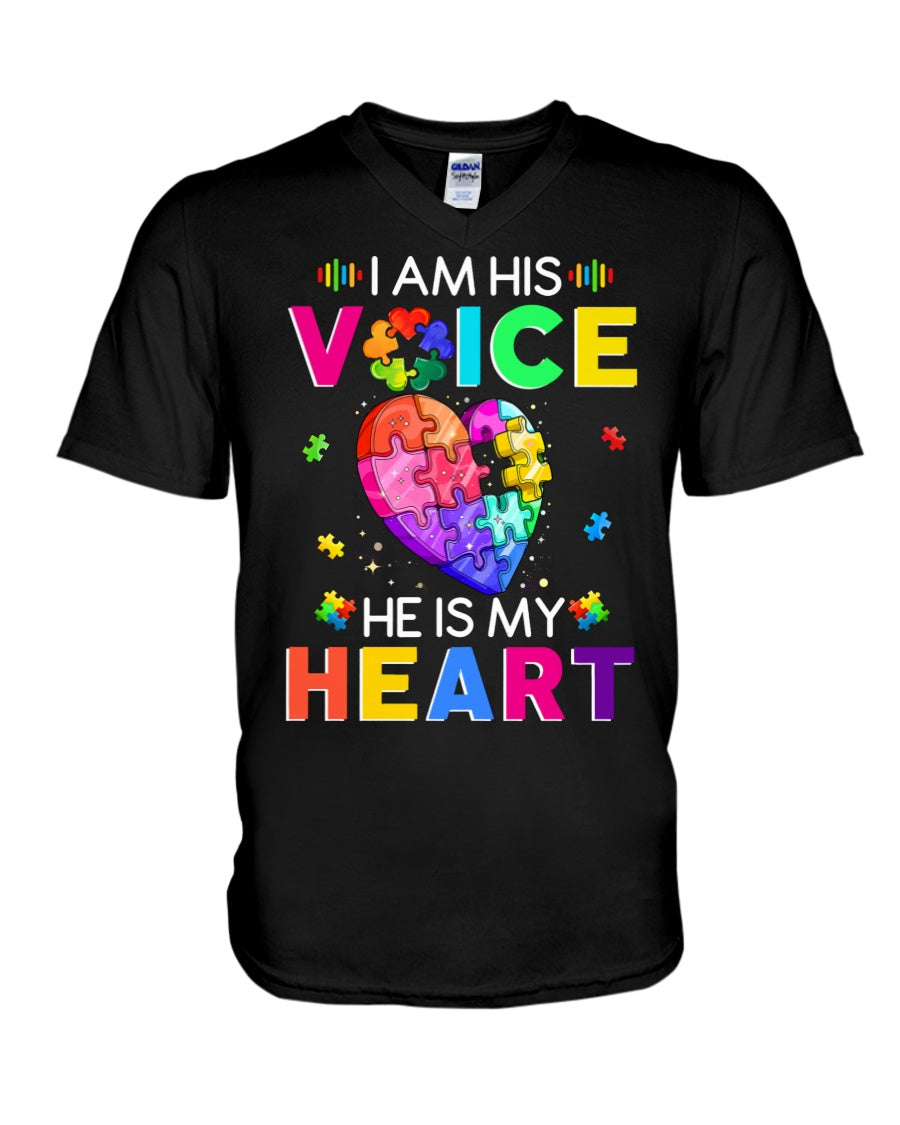 I Am His Voice He Is My Heart - Autism Awareness T-shirt and Hoodie 0921