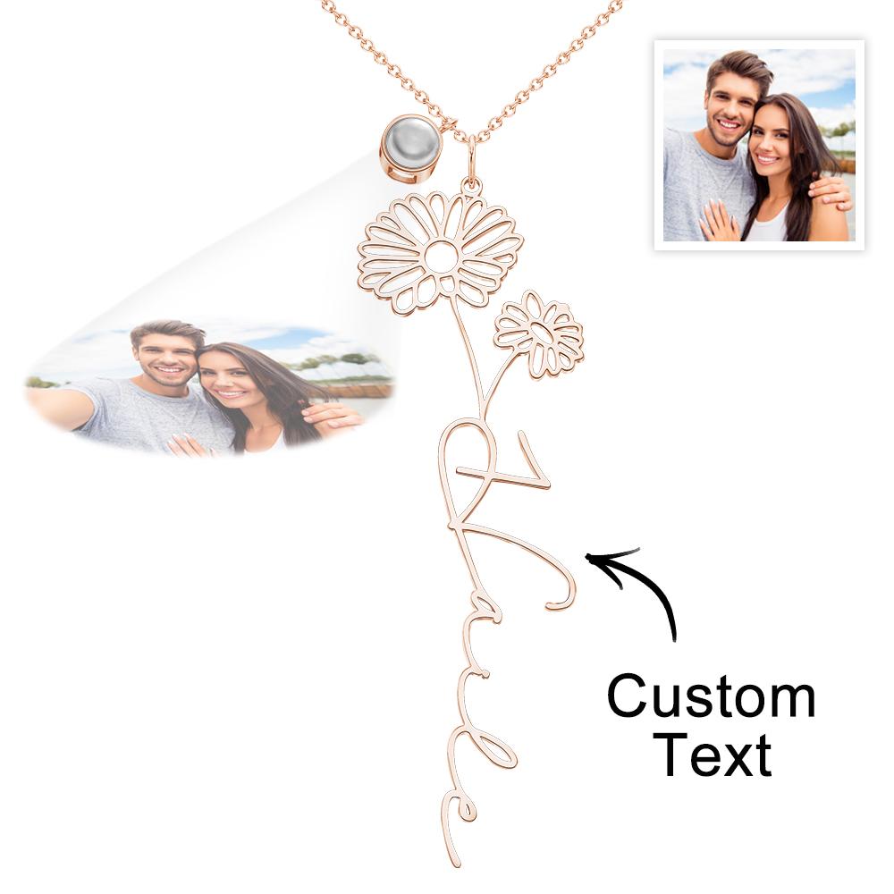 Birth Flower Photo Projection Charm - gift for anyone, who lost a loved one - Personalized Birth Flower Photo Projection Charm