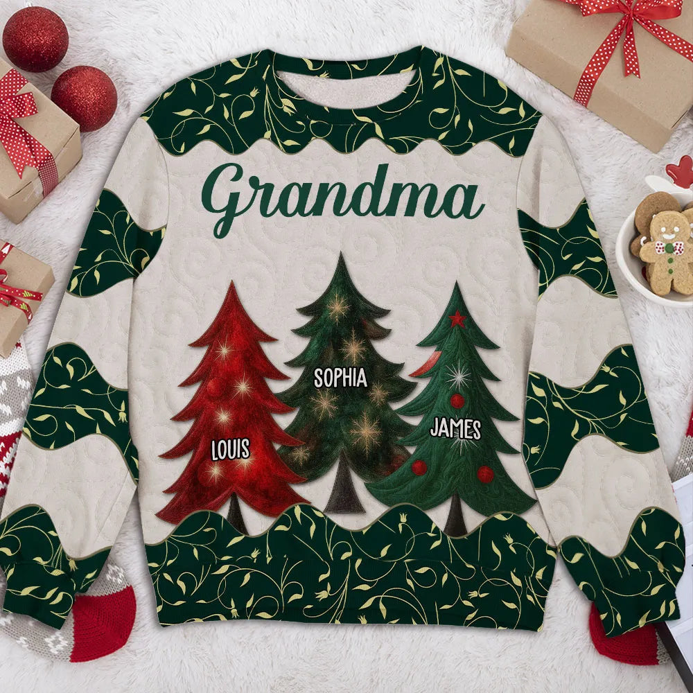 Grandma & Grandpa's Cozy Christmas Tree Family Sweatshirt, Unique All-Over Print Holiday Gift