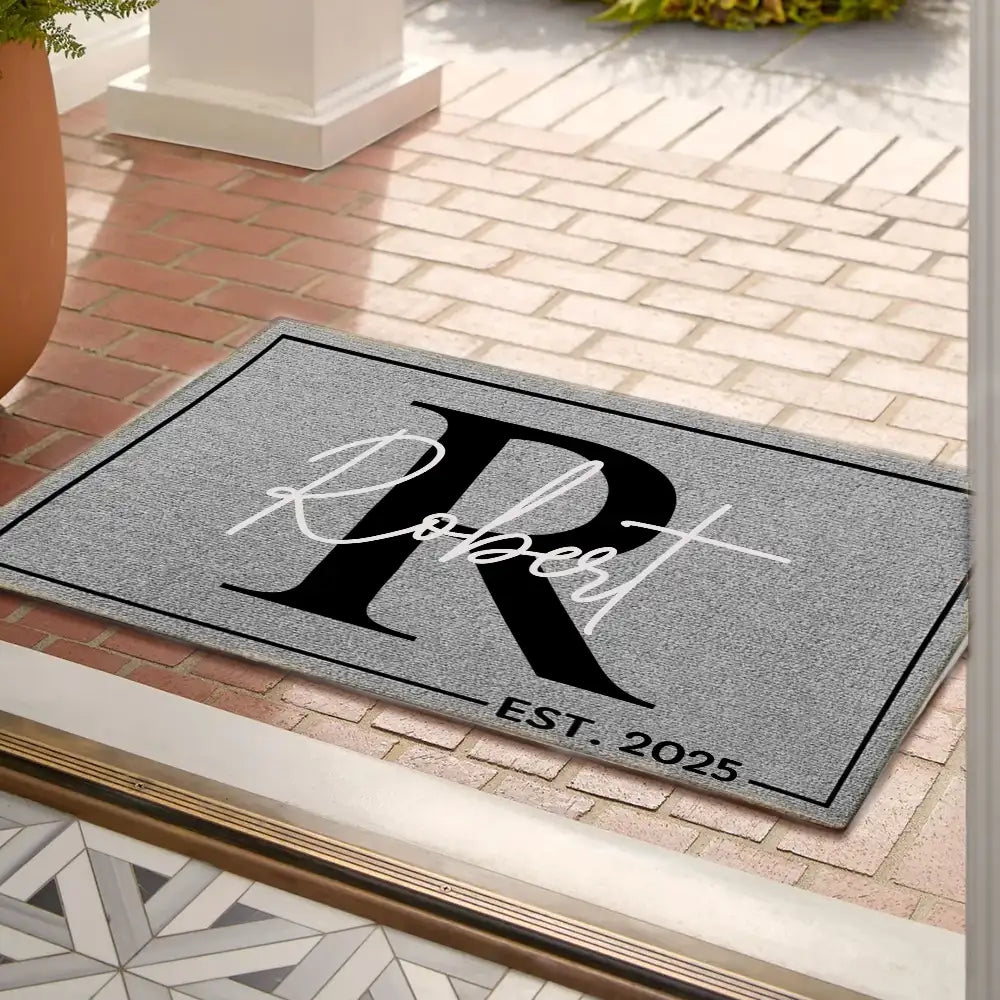Personalized Family Name Doormat - Custom Monogram Entrance Doormat - Housewarming Gift for Homeowners