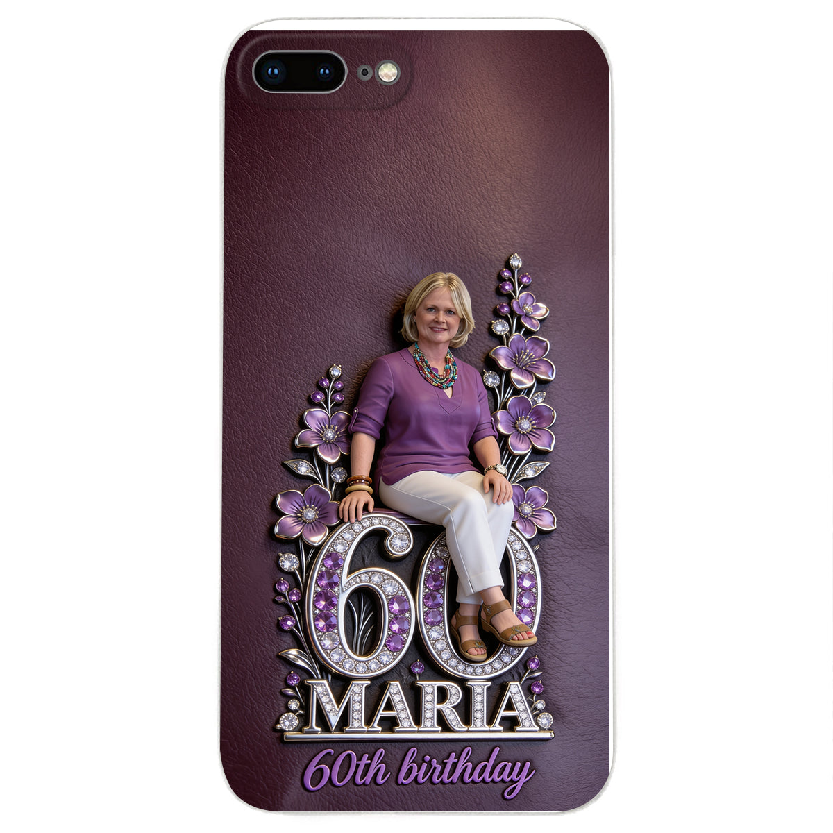 Custom Any Photo Perfect Gift For Mom, Grandma - Personalized Birthday 3D Embossed Leather Phone Case