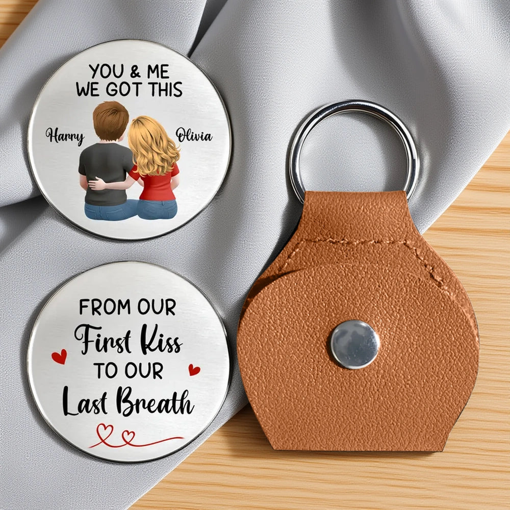 Personalized Pocket Hug Token With Couple Hugging Back View Sweet Keepsake You & Me We Got This Unique Romantic Gift