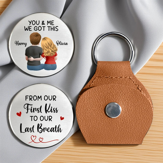 Personalized Pocket Hug Token With Couple Hugging Back View Sweet Keepsake You & Me We Got This Unique Romantic Gift