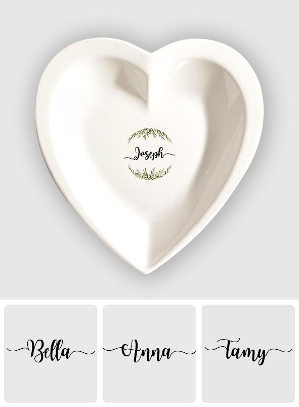 Name Custom Ceramic Heart Shaped Plate - gift for anyone - Personalized Plate