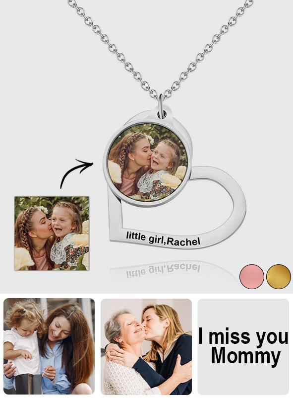 My Little Daughter - Personalized Mother Photo Engraved Necklace