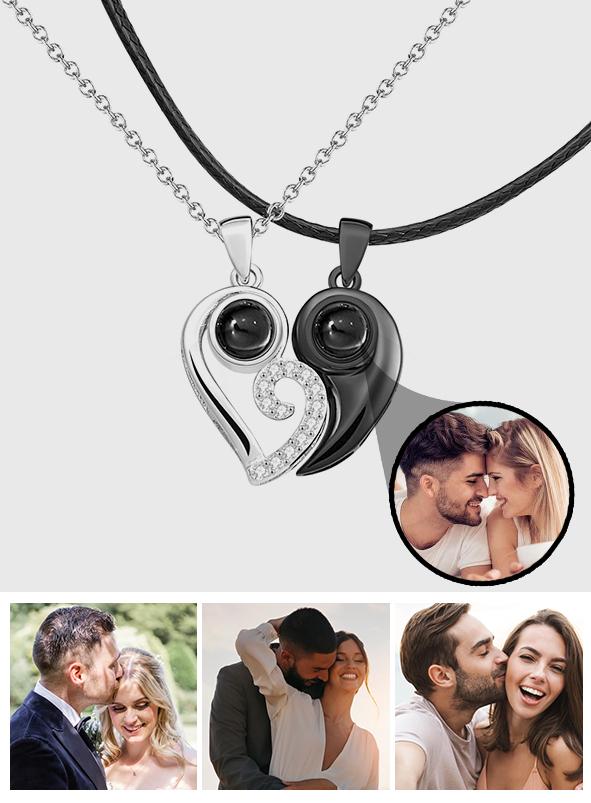 Matching Heart - Personalized Couple Heart-shaped Unique Projection Necklace