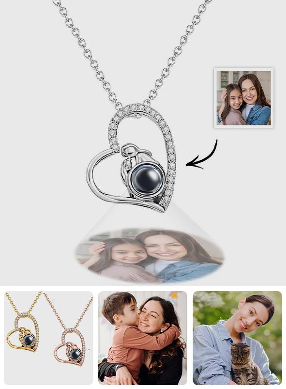 Personalized Heart Diamond Photo Projection Charm