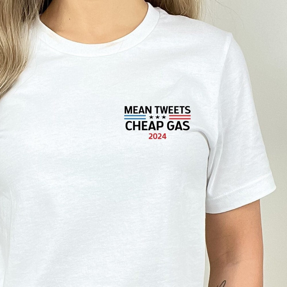 Minimalist Mean Tweets and Cheap Gas 2024 Shirt, Pocket Republican T-Shirt, Pro Trump Shirt, Anti Biden Tee, Patriotic Republican Gift T-shirt & Hoodie