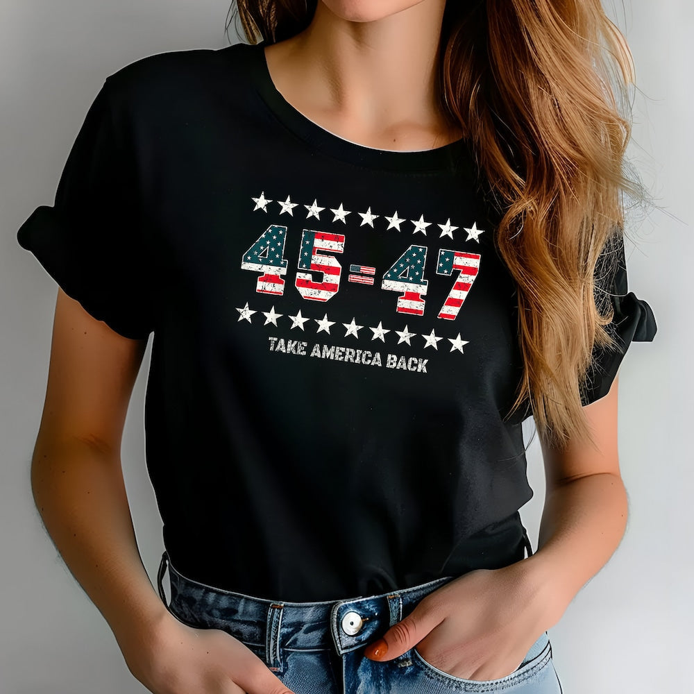 Trump T-Shirt 45 47 Take America Back Shirt American Flag Shirt Republican Shirt Voting Shirt MAGA 2024 T-Shirt Donald Trump Election Shirt T-shirt & Hoodie