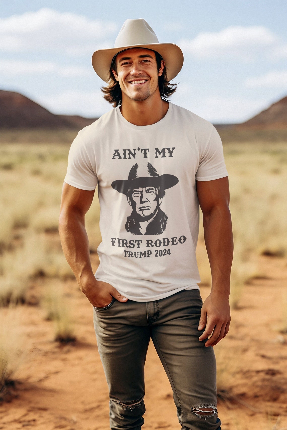 Trump Shirt, Election 2024 T Shirt, Ain'T My First Rodeo Trump T-Shirt, Western Donald Trump, Cowboy Trump Shirt, Maga T-shirt & Hoodie