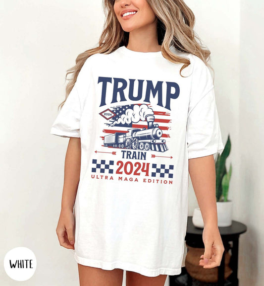 Trump Train 2024 T-shirt, Trendy Election Trump 2024 Republican Shirt, Ultra MAGA Shirt, Pro-Trump Conservative Mom Tshirt T-shirt & Hoodie