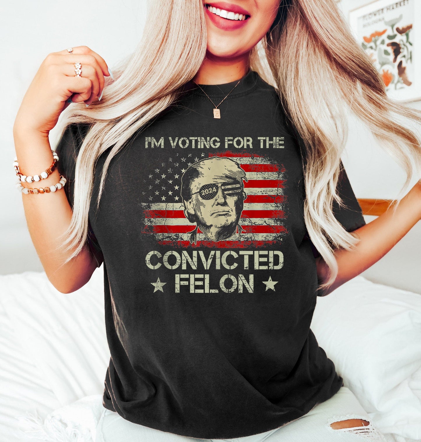 Trump I'm Voting For The Convicted Felon 2024 Shirt, Funny Political Shirt, Election Shirt, Republican Shirt, President Trump Tee T-shirt & Hoodie