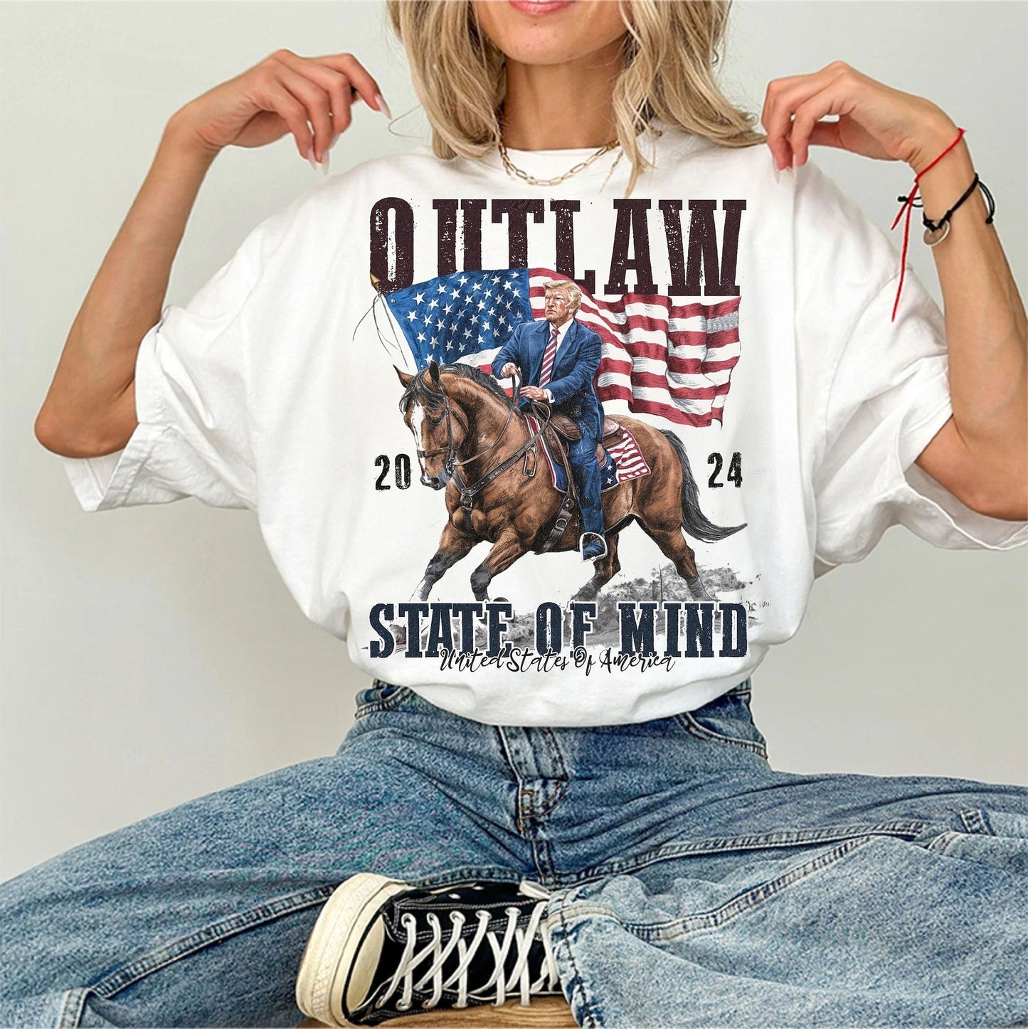 Outlaw State of Mind President T-shirt| Western Donald Daddy Sweatshirt | Trump Cowboy Shirt | Trump 2024 Shirt Gifts T-shirt & Hoodie