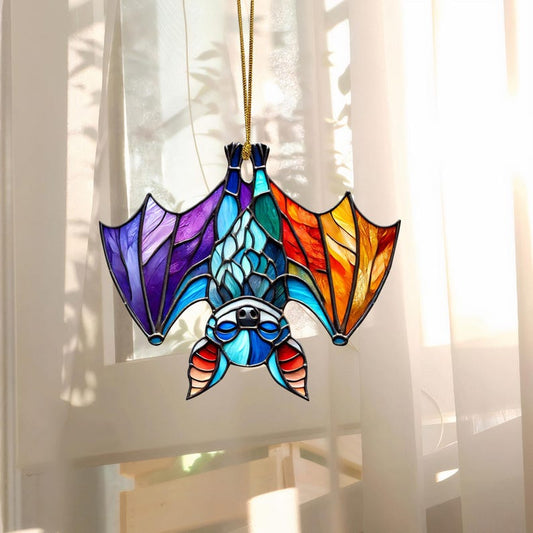 Upside Down Bat Colorful Window Hanging Suncatcher Ornament Halloween Window Hanging Suncatcher Ornament 0924