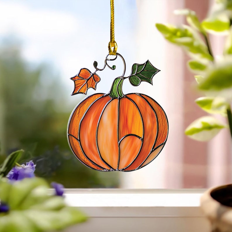 Pumpkin Suncatcher Ornament, Halloween Window Hanging Suncatcher Ornament Halloween Window Hanging Suncatcher Ornament 0924