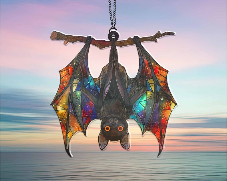 Spooky Bat Window Hanging Suncatcher Ornament Halloween Window Hanging Suncatcher Ornament 0924