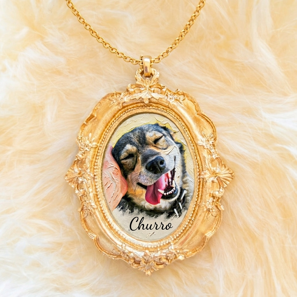 Pet Potrait, Gift for Pet Moms - Personalized Dog Shaped Metal Pendant Necklace