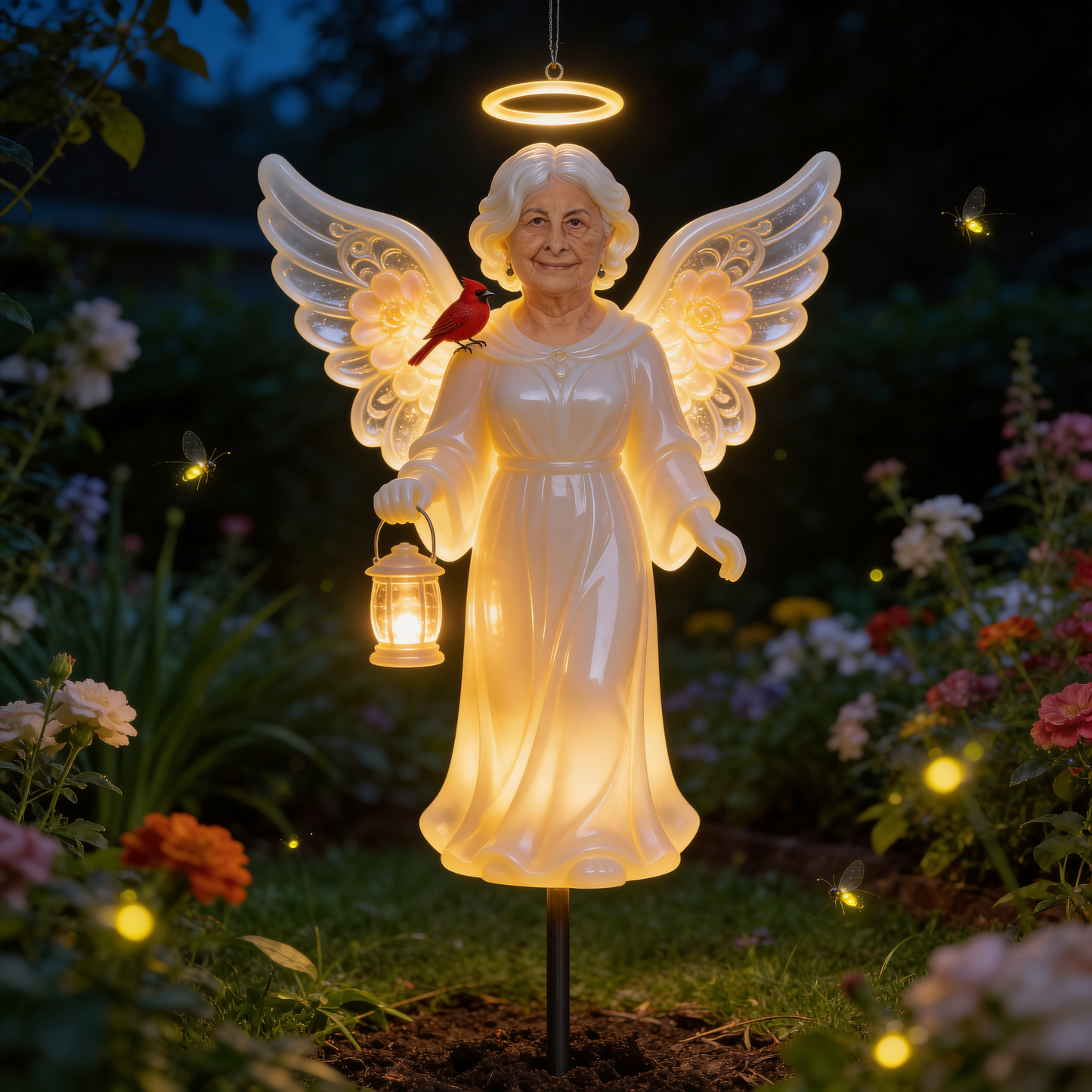 Memorial Gift, Jesus Protection - Personalized Memorial Garden Solar Light