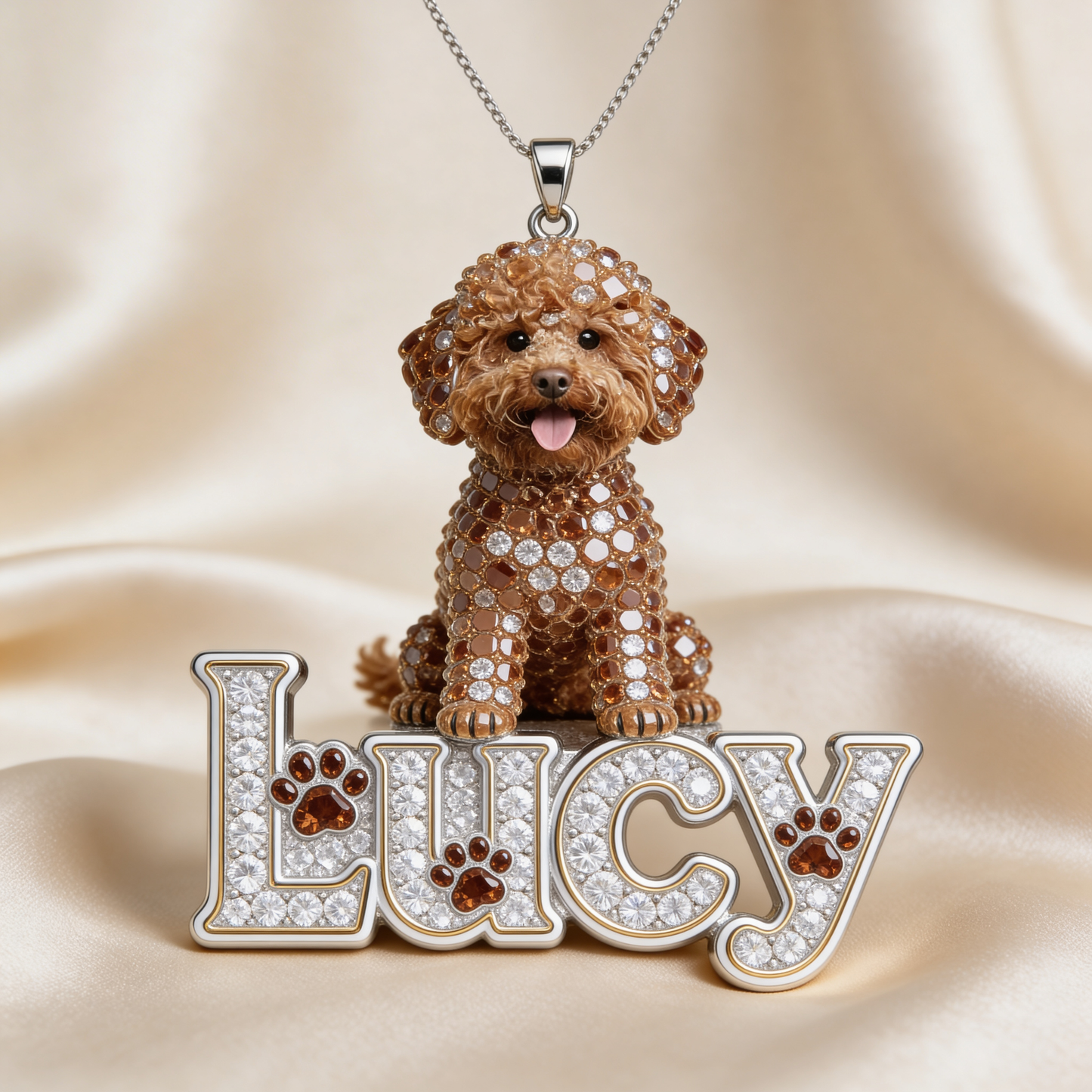 Pet Mom Gift, Dog Lover Gift - Personalized Dog Shaped Metal Pendant Necklace