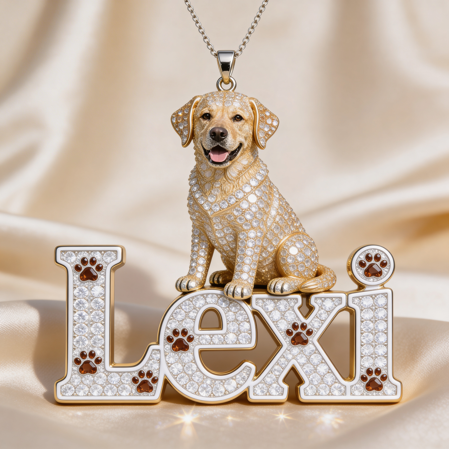 Pet Mom Gift, Dog Lover Gift - Personalized Dog Shaped Metal Pendant Necklace