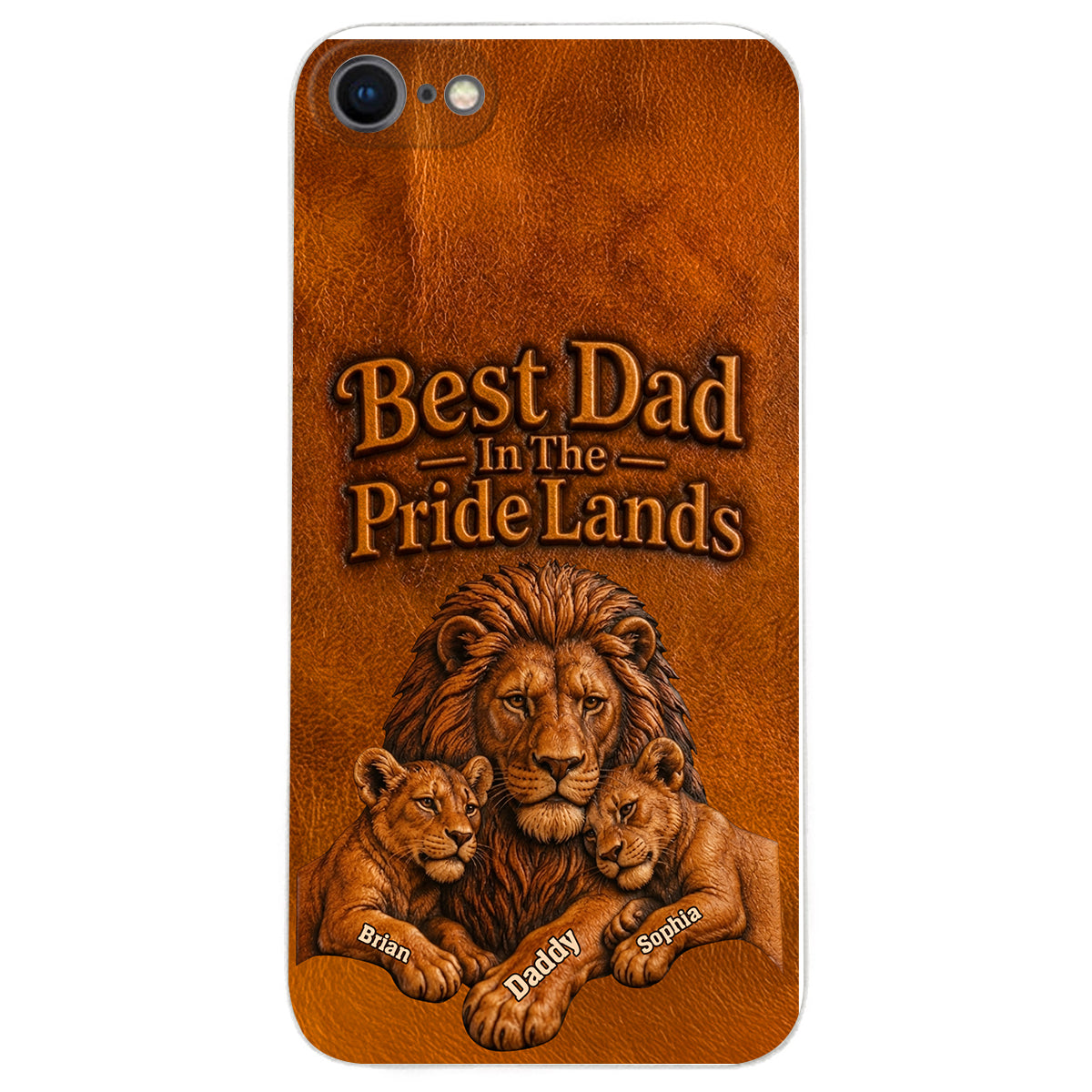 Papa Lion - Personalized Father 3D Embossed Leather Phone Case