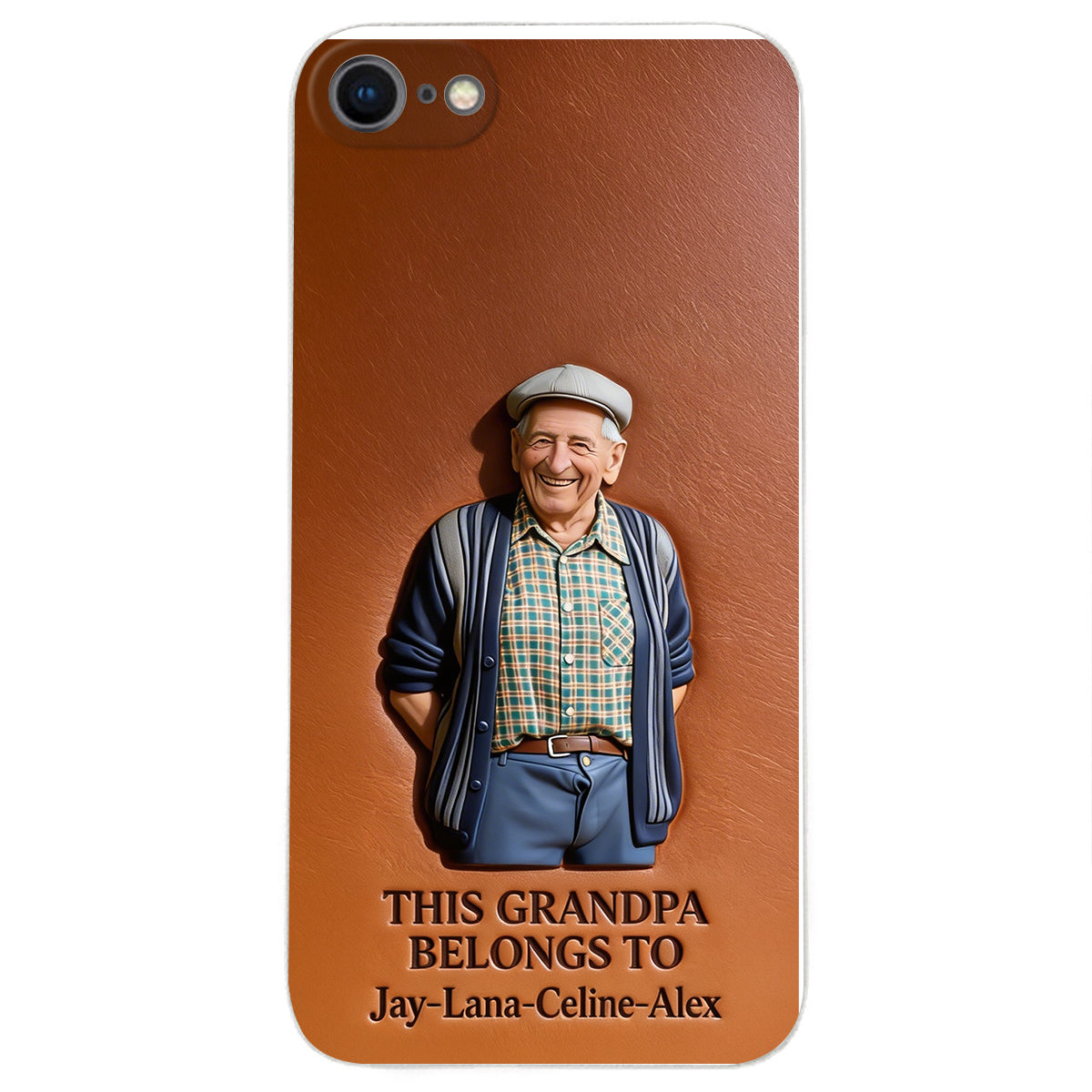 Together Always Case - Personalized Grandpa 3D Embossed Leather Phone Case
