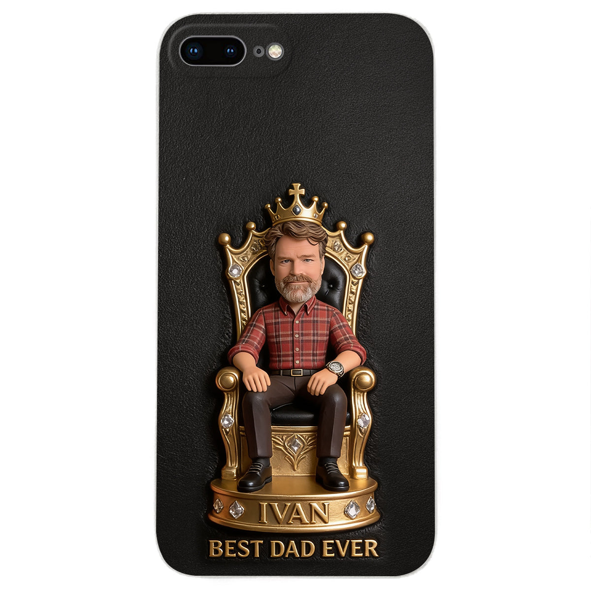 The King Dad - Personalized Father 3D Embossed Leather Phone Case