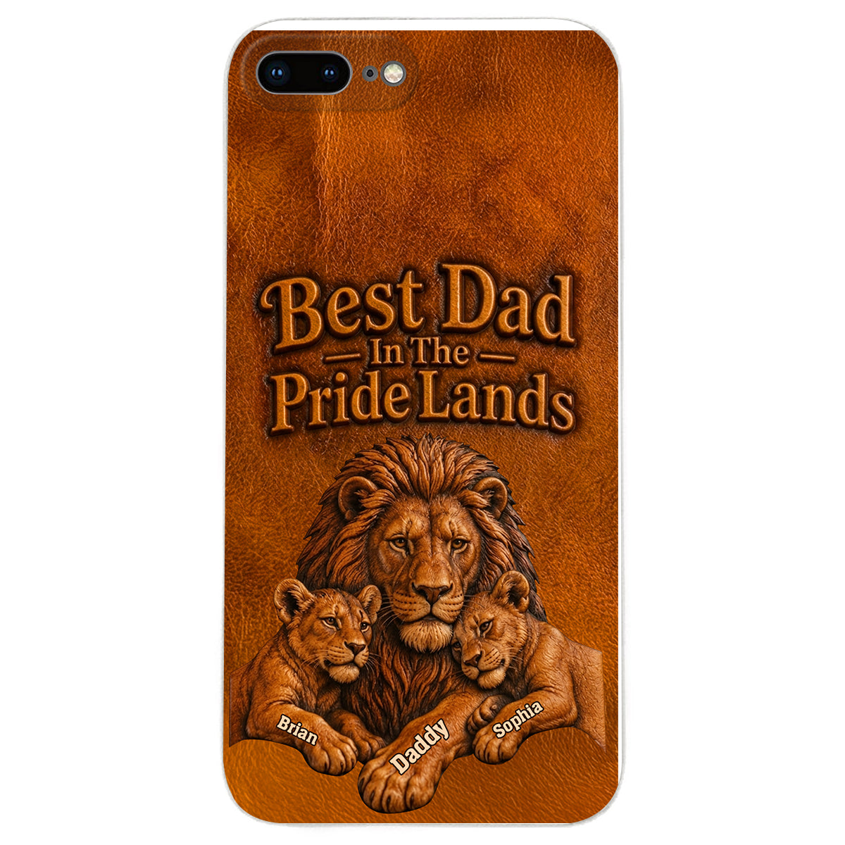Papa Lion - Personalized Father 3D Embossed Leather Phone Case