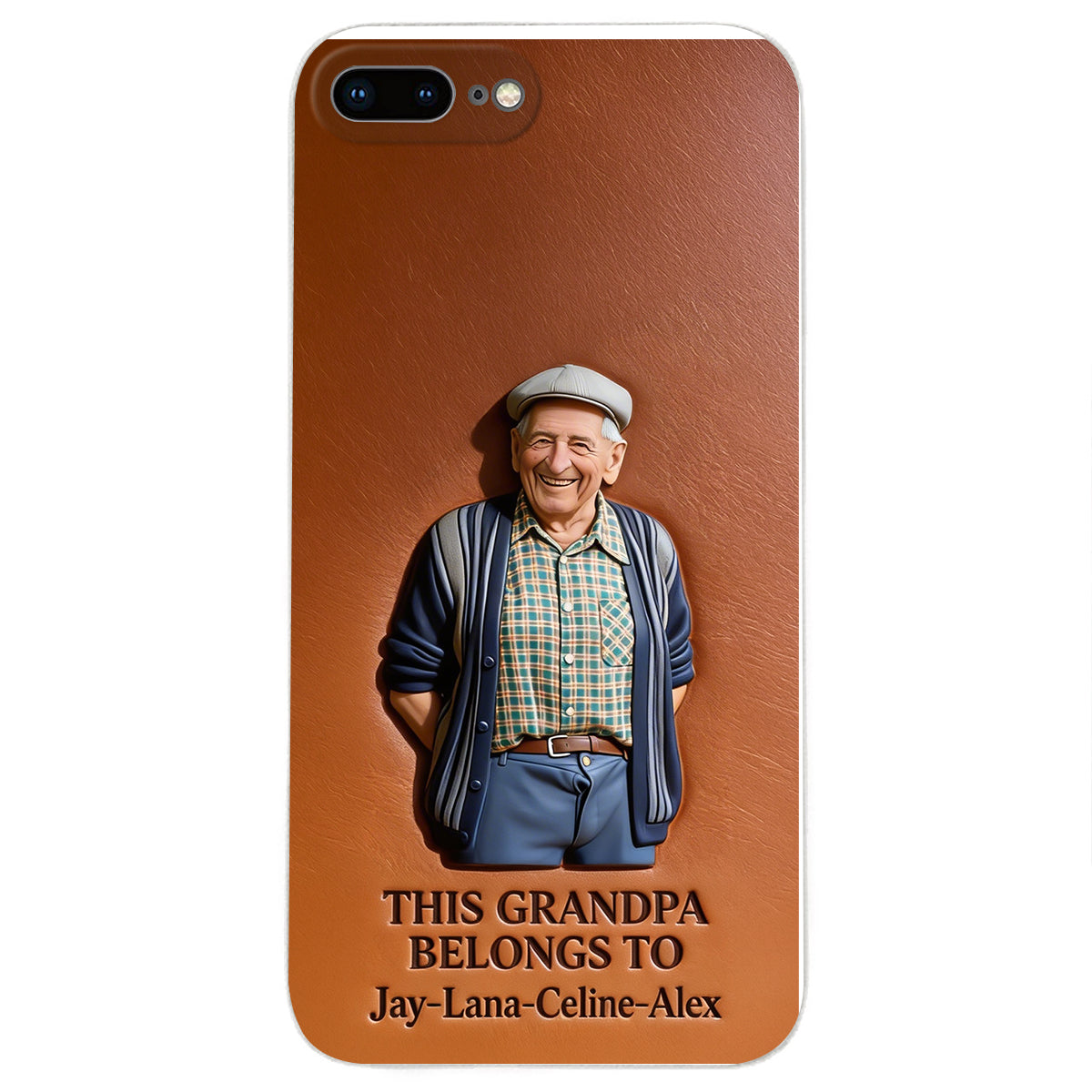 Together Always Case - Personalized Grandpa 3D Embossed Leather Phone Case