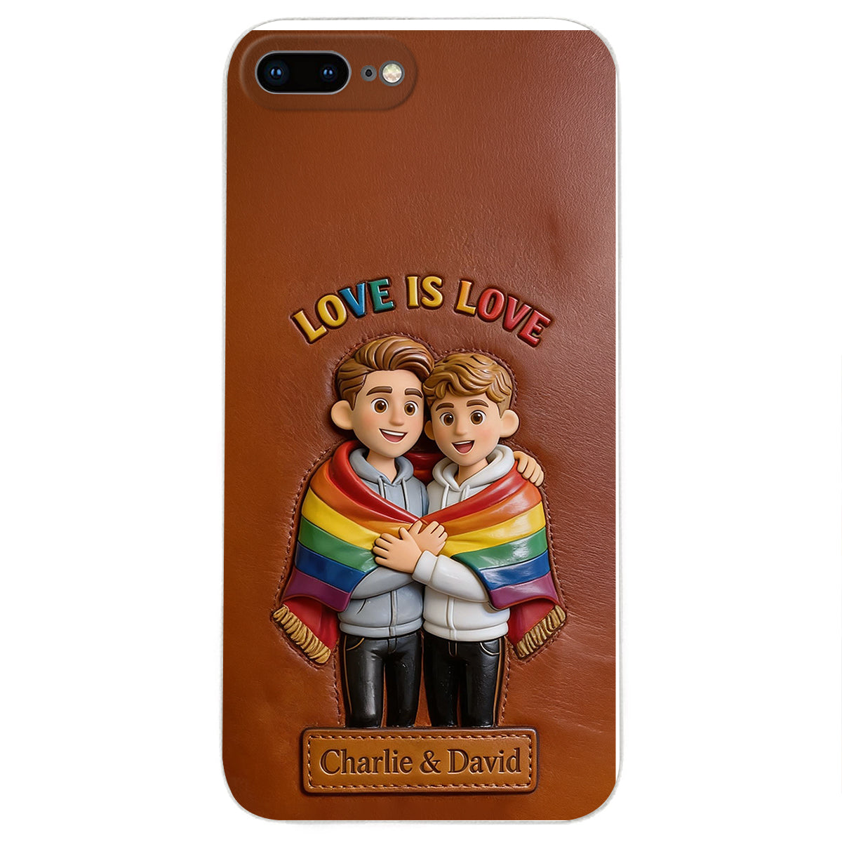 Love Is Love - Personalized LGBT Support 3D Embossed Leather Phone Case