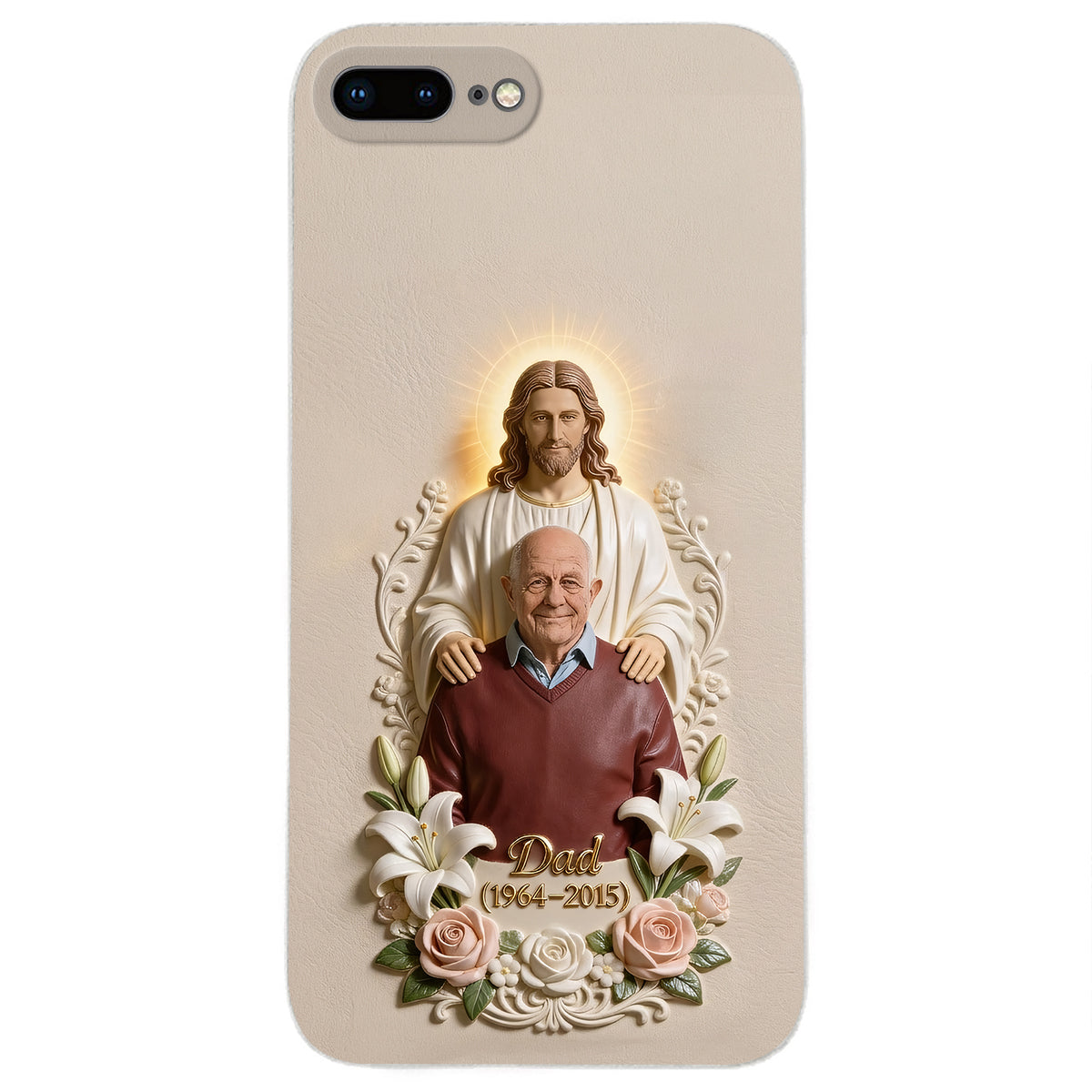 Memorial Gift Idea, Gift for Lost of Loved Ones - Personalized Memorial 3D Embossed Leather Phone Case