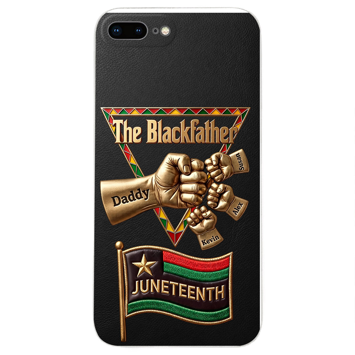 The Blackfather - Personalized Father 3D Embossed Leather Phone Case