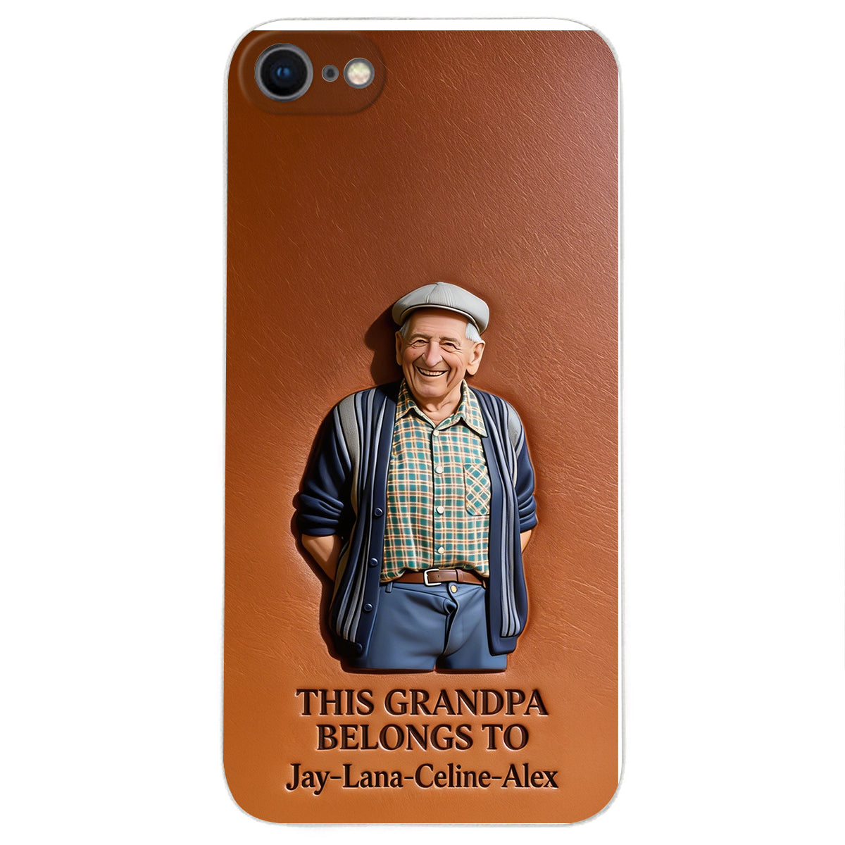 Together Always Case - Personalized Grandpa 3D Embossed Leather Phone Case