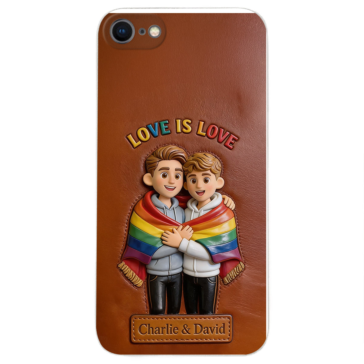 Love Is Love - Personalized LGBT Support 3D Embossed Leather Phone Case