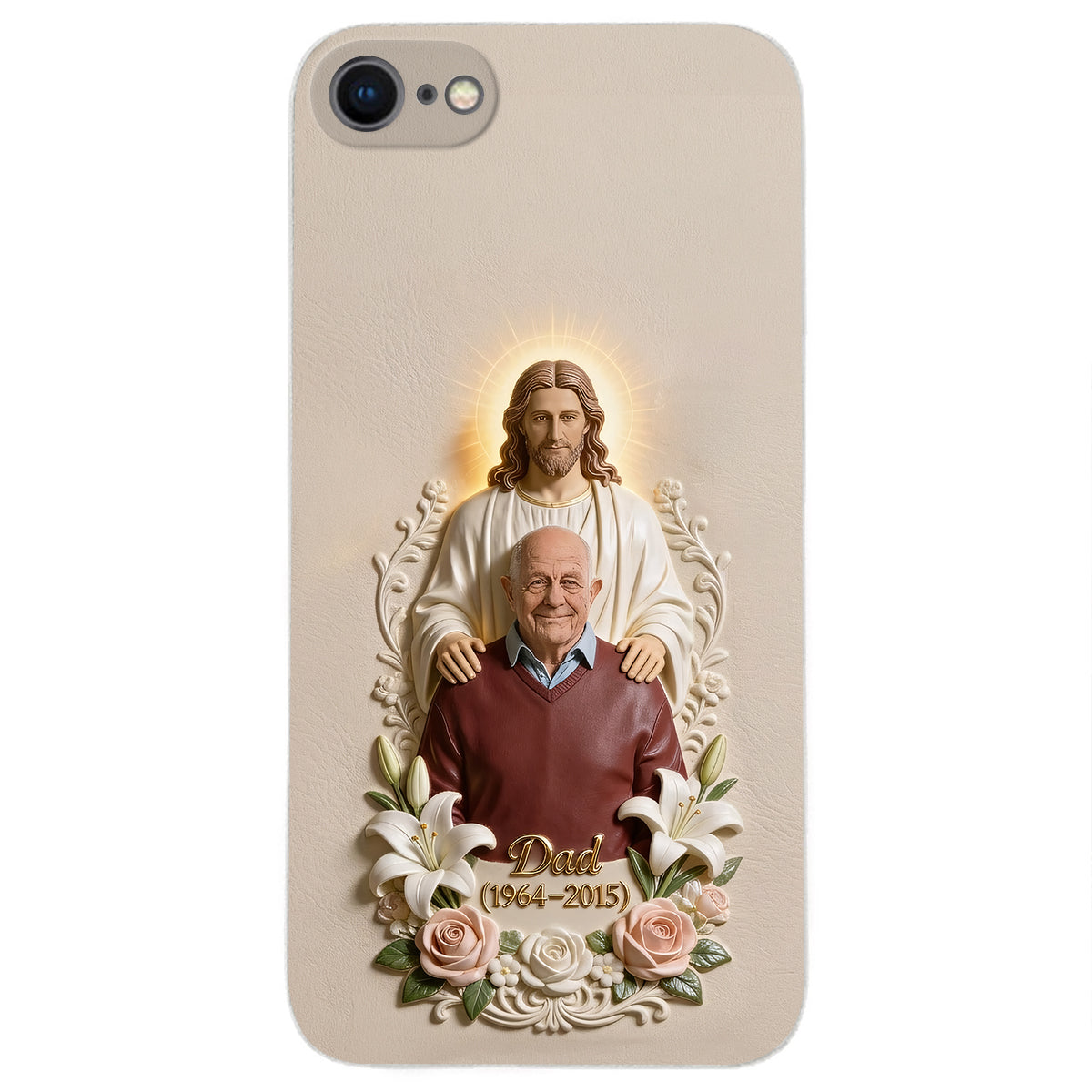 Memorial Gift Idea, Gift for Lost of Loved Ones - Personalized Memorial 3D Embossed Leather Phone Case