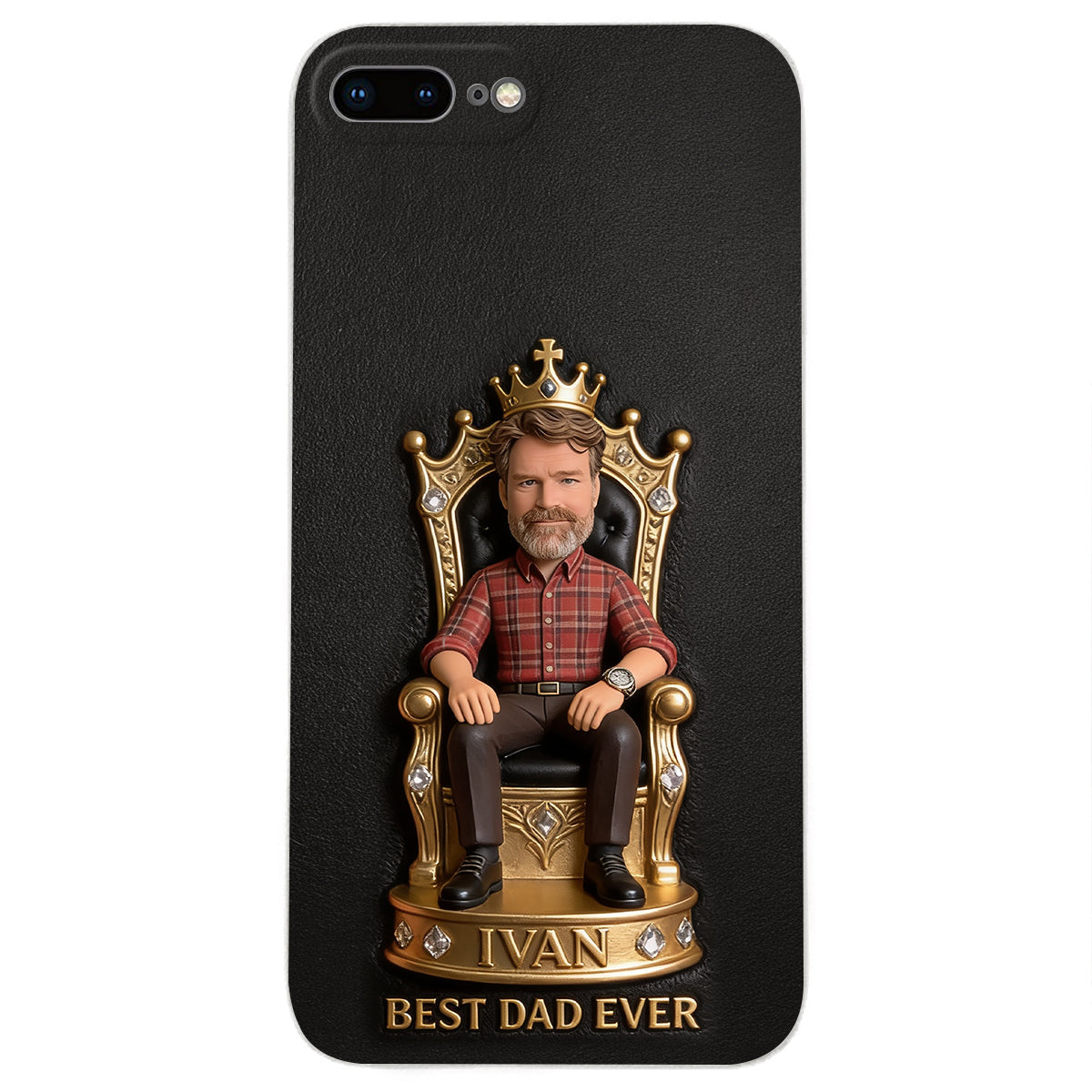 The King Dad - Personalized Father 3D Embossed Leather Phone Case