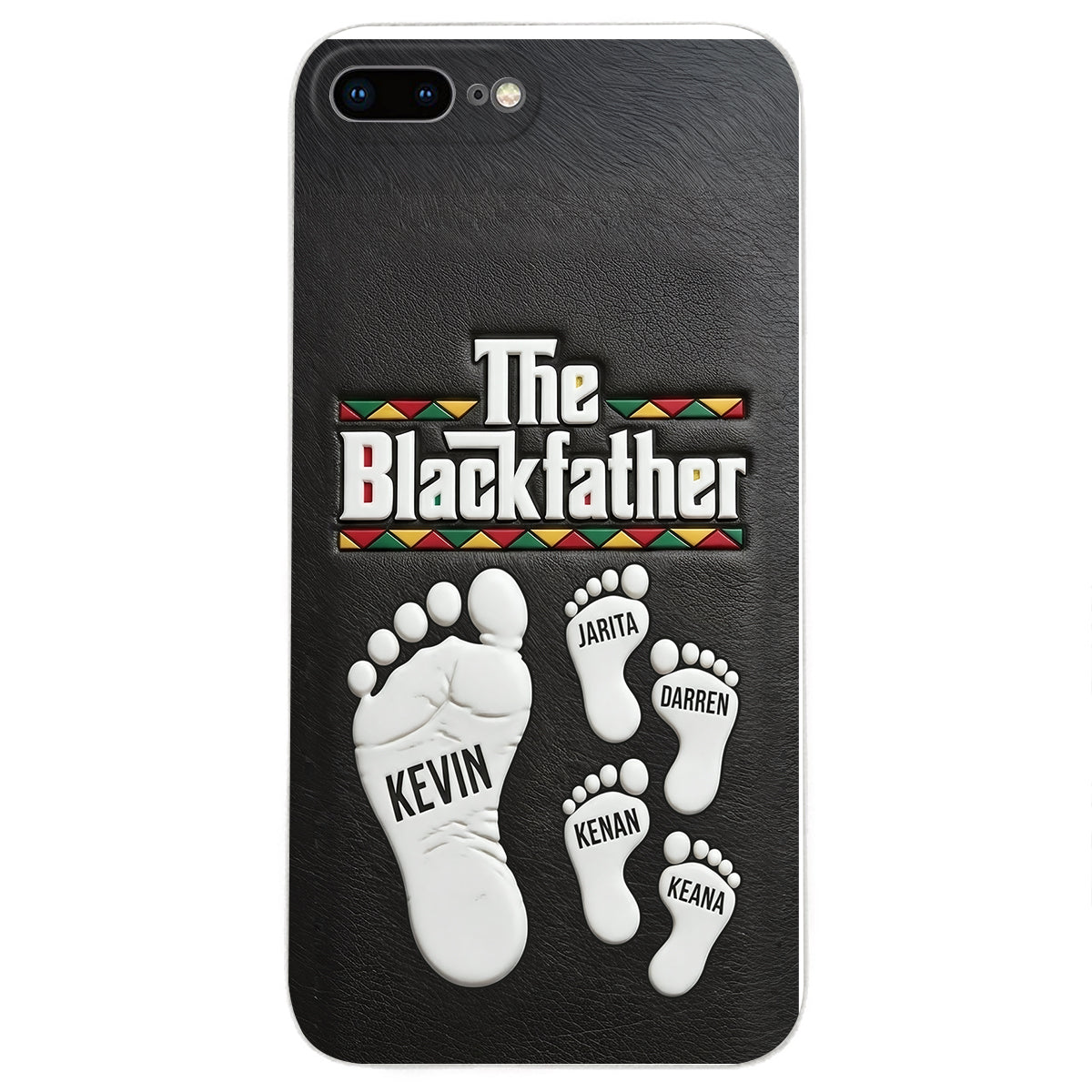 The Blackfather - Personalized Father 3D Embossed Leather Phone Case