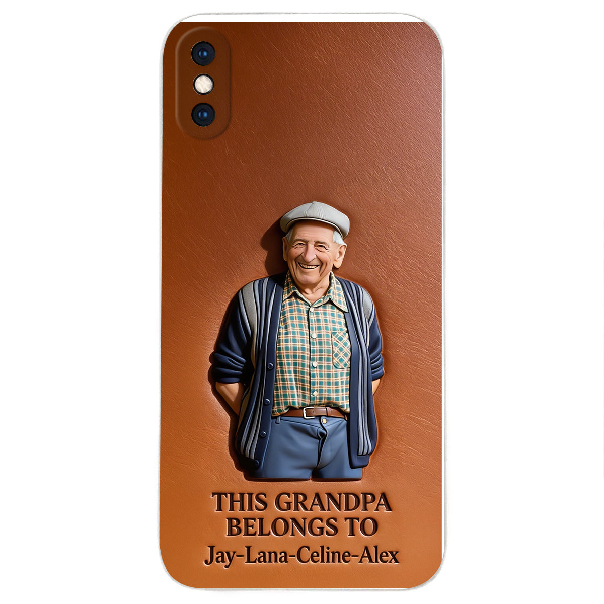 Together Always Case - Personalized Grandpa 3D Embossed Leather Phone Case