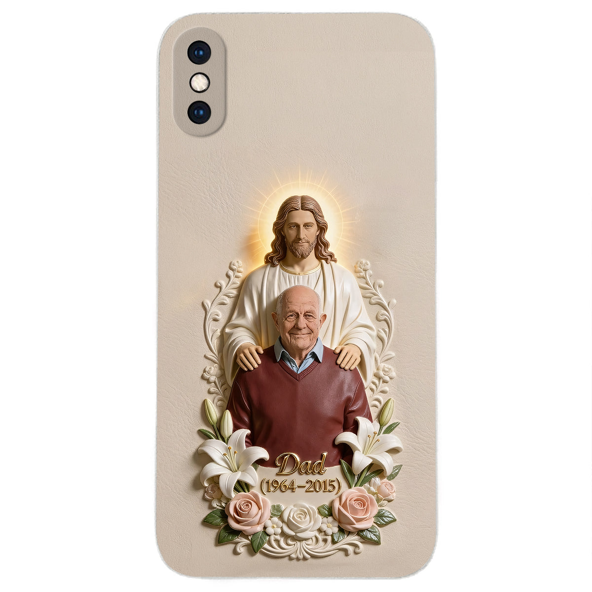 Memorial Gift Idea, Gift for Lost of Loved Ones - Personalized Memorial 3D Embossed Leather Phone Case