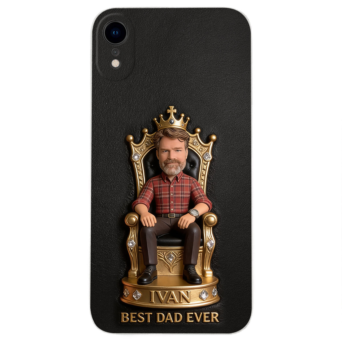 The King Dad - Personalized Father 3D Embossed Leather Phone Case