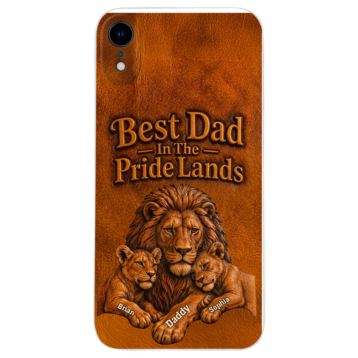 Papa Lion - Personalized Father 3D Embossed Leather Phone Case