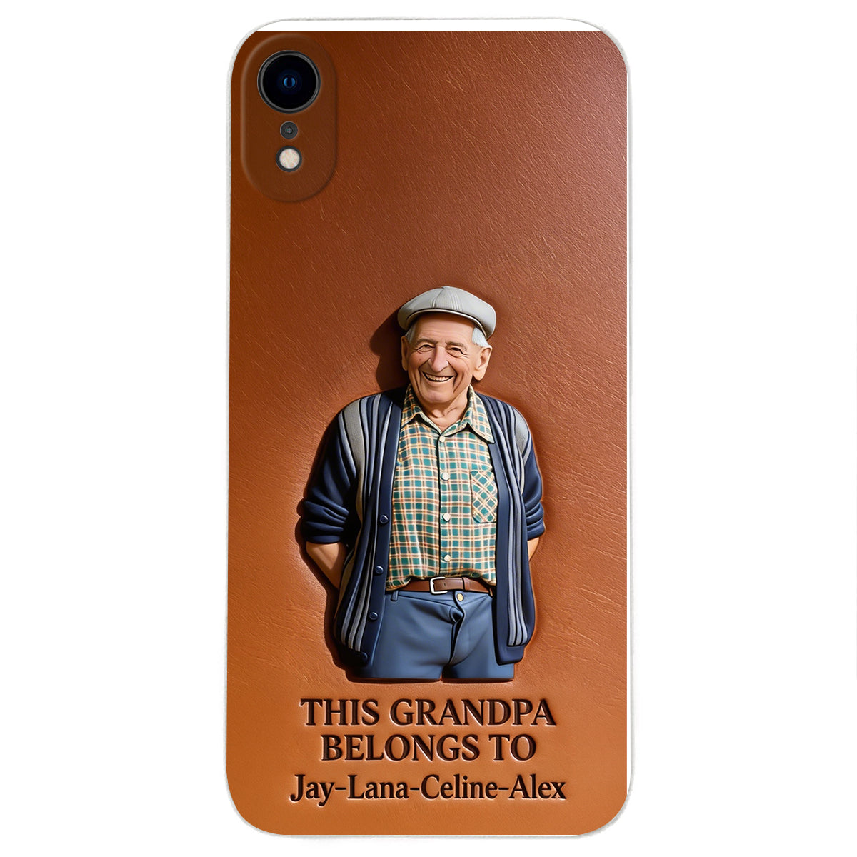 Together Always Case - Personalized Grandpa 3D Embossed Leather Phone Case
