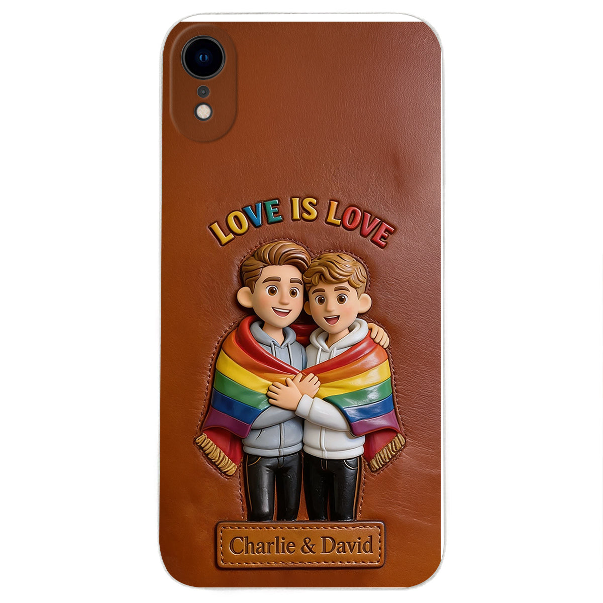 Love Is Love - Personalized LGBT Support 3D Embossed Leather Phone Case